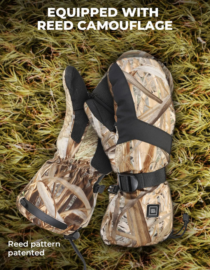 Heated Hunting Gloves Camo, Flip Fingerless Mittens for Men Women