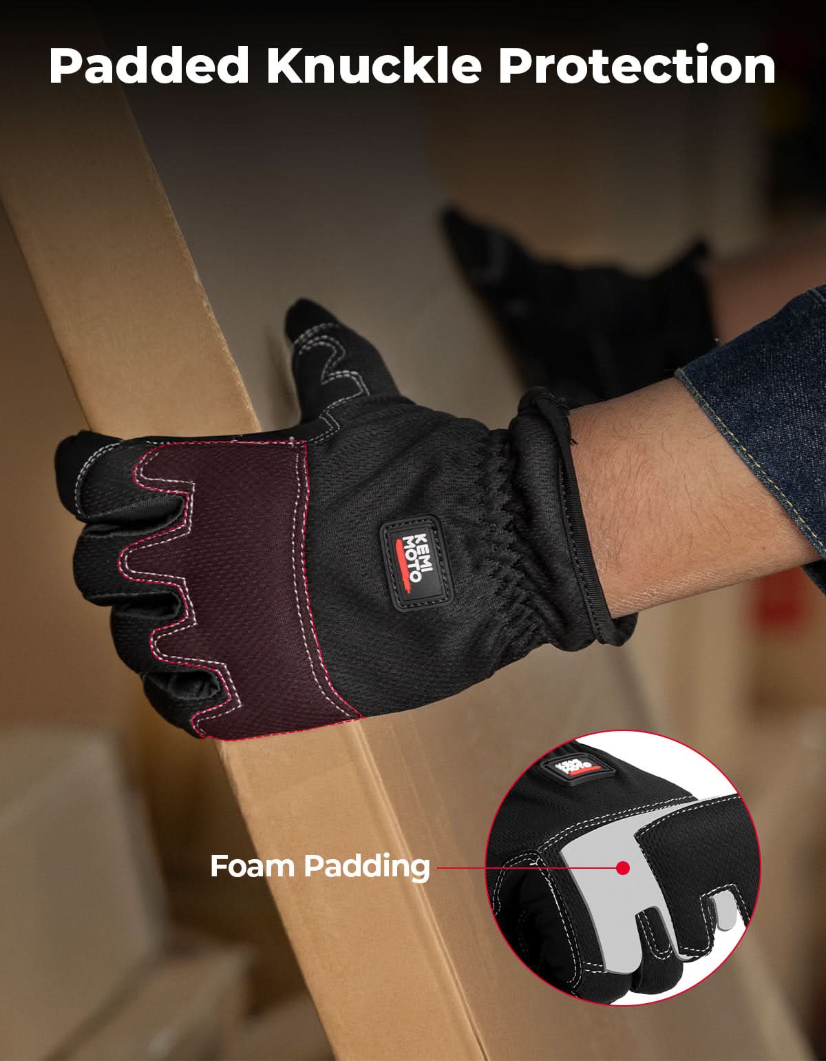 Touchscreen Work Gloves with Padding for Men & Women - Kemimoto