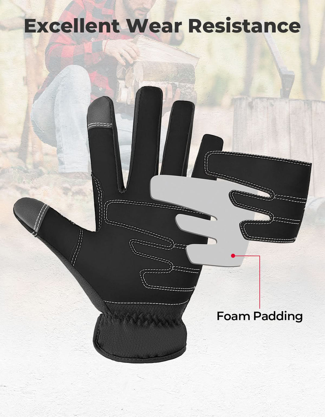 eeieer handschuhe Touchscreen Work Gloves with Padding for Men & Women