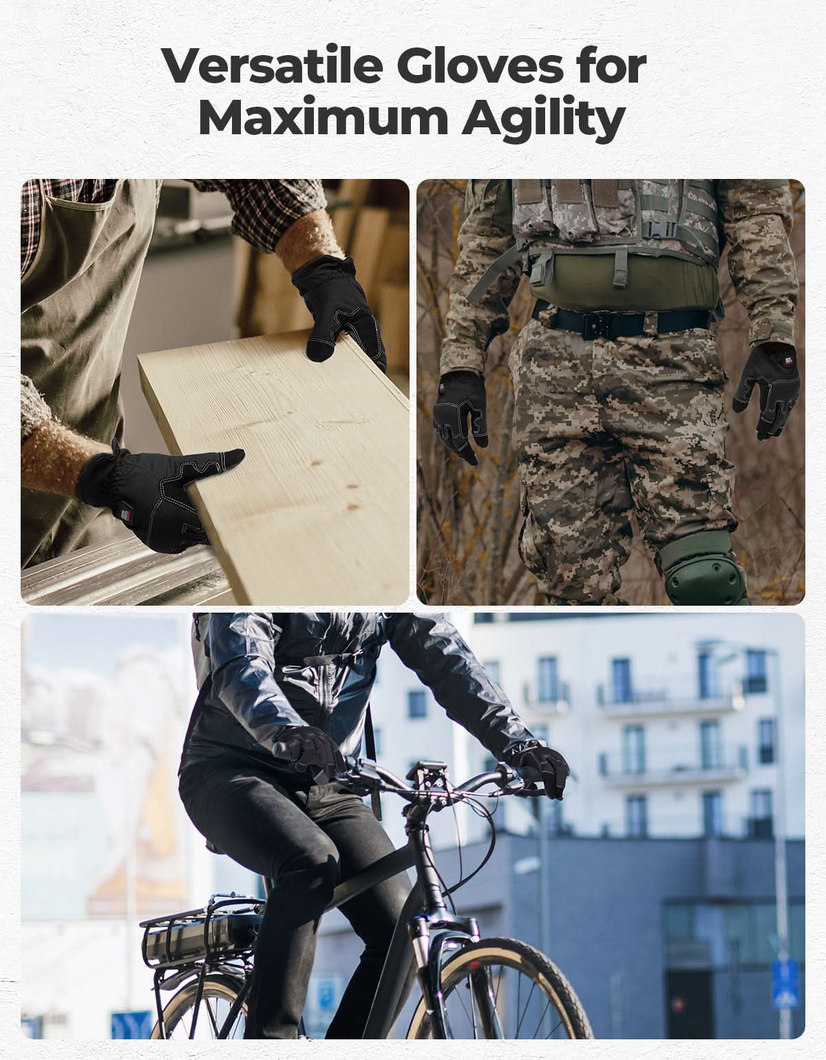 Touchscreen Work Gloves with Padding for Men & Women - Kemimoto