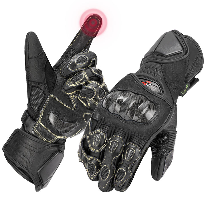 Carbon Fiber Motorcycle Gloves – Kevlar Stitch, ESA Padding & Touchscreen - Kemimoto