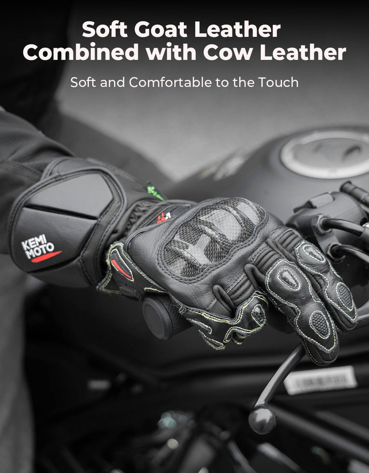 Carbon Fiber Motorcycle Gloves – Kevlar Stitch, ESA Padding & Touchscreen - Kemimoto