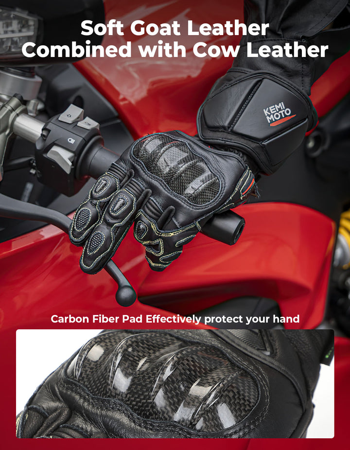 Carbon Fiber Motorcycle Gloves – Kevlar Stitch, ESA Padding & Touchscreen
