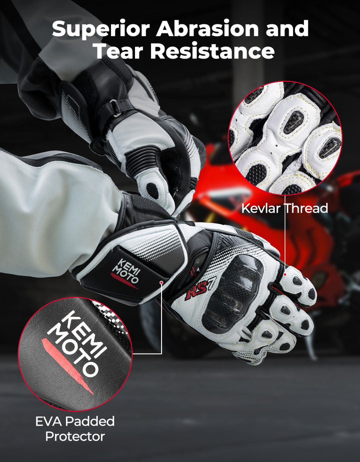 Carbon Fiber Motorcycle Gloves – Kevlar Stitch, ESA Padding & Touchscreen