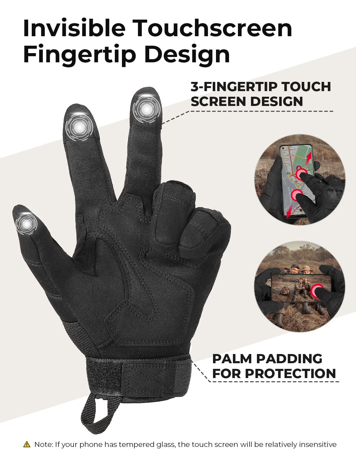 Motorcycle Tactical Gloves with Touchscreen Hard Shell - Kemimoto