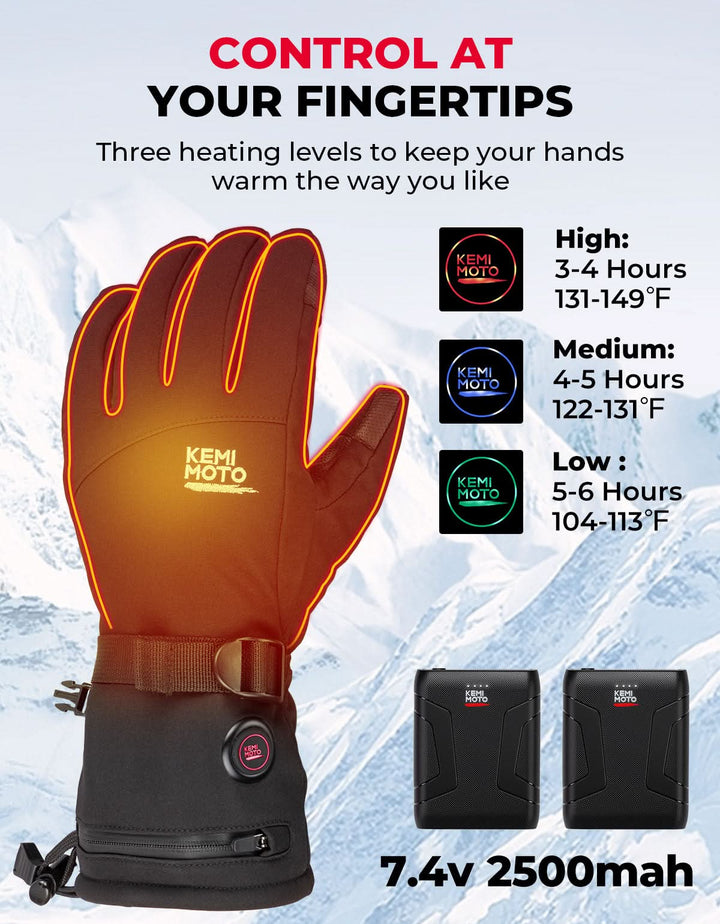 Heated Motorcycle Gloves Men Women 7.4V Battery Waterproof Touchscreen