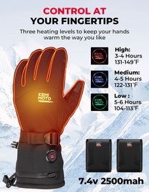Heated Motorcycle Gloves Men Women 7.4V Battery Waterproof Touchscreen - Kemimoto