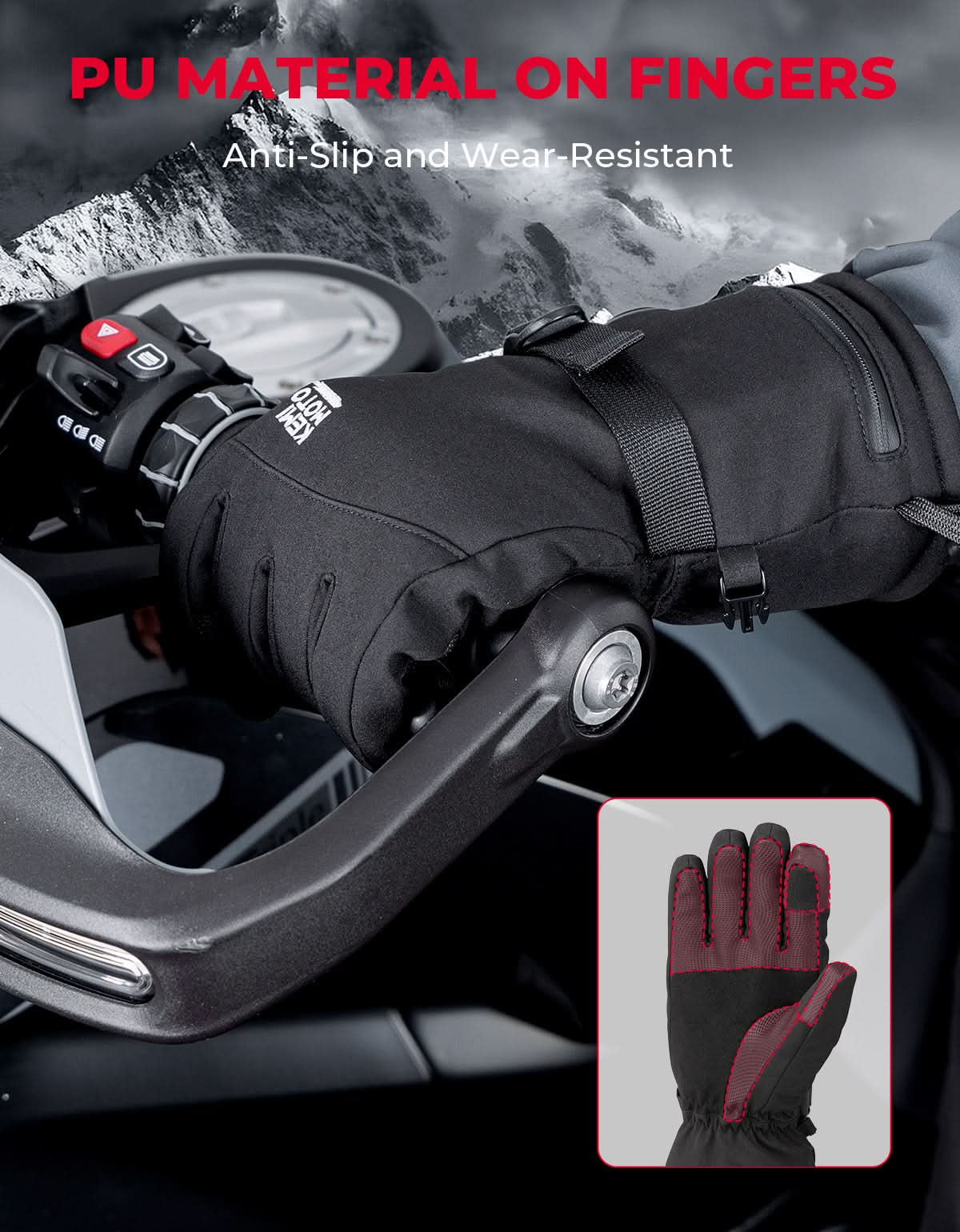 Heated Motorcycle Gloves Men Women 7.4V Battery Waterproof Touchscreen - Kemimoto
