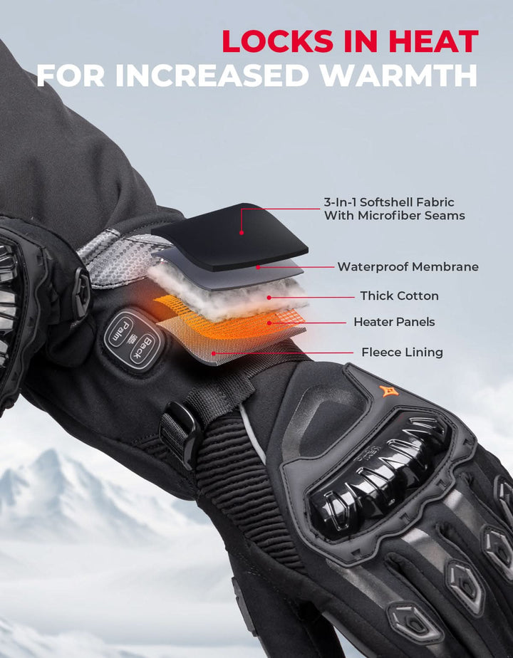 Heated Motorcycle Gloves Men Women 7.4V Battery Waterproof Touchscreen