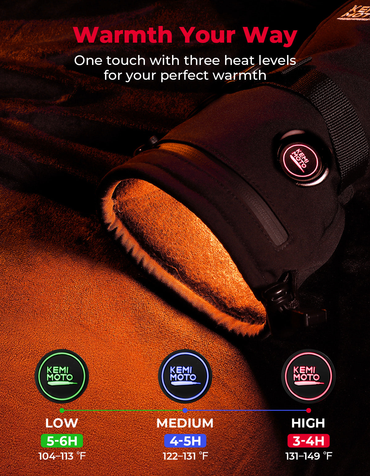 Heated Motorcycle Gloves Men Women 7.4V Battery Waterproof Touchscreen