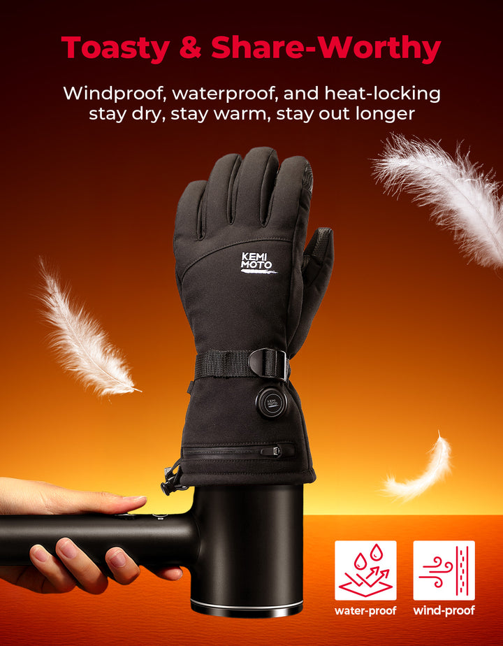 Heated Motorcycle Gloves Men Women 7.4V Battery Waterproof Touchscreen