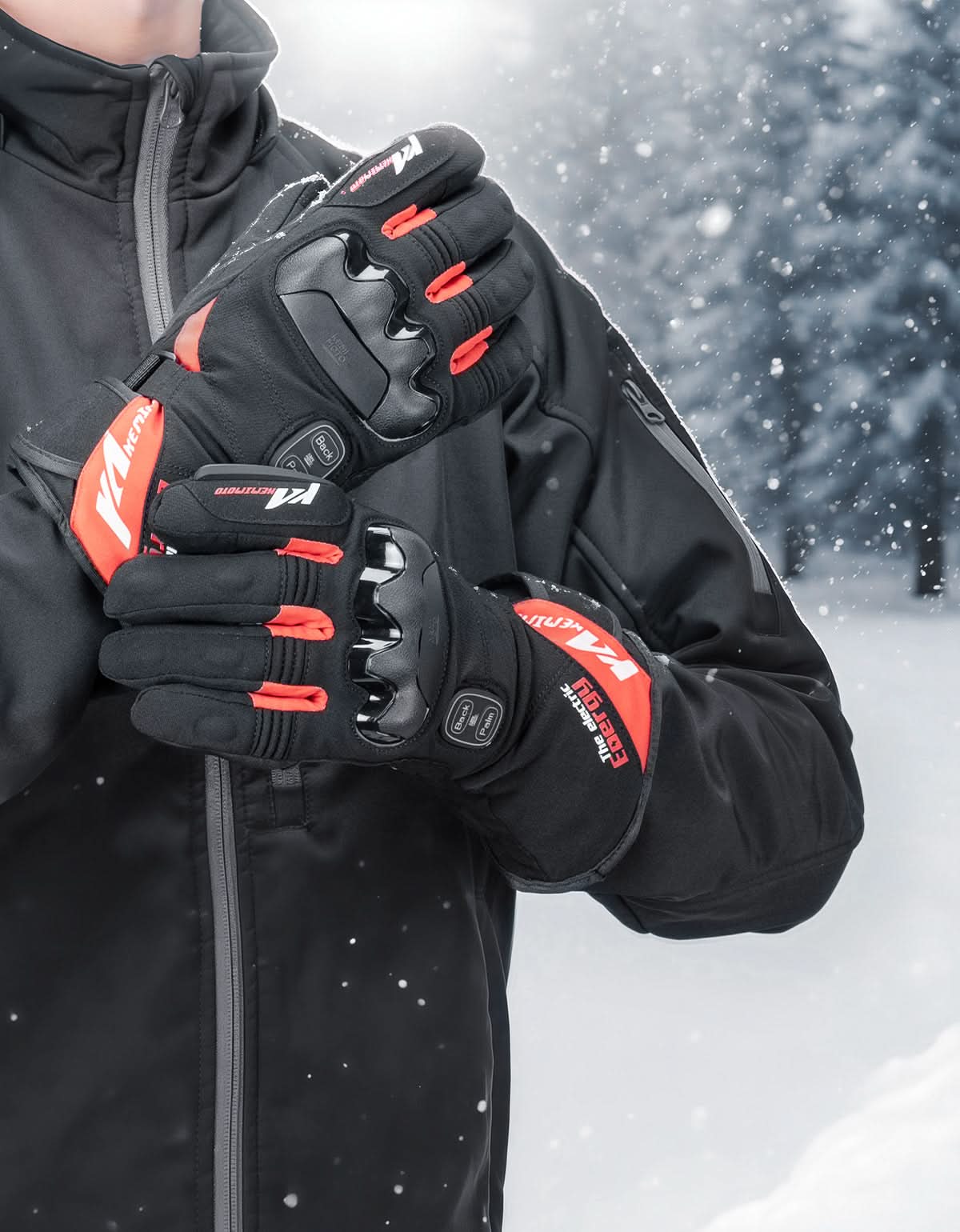 Heated Motorcycle Gloves 2025 with Protective Shields and Battery - Kemimoto