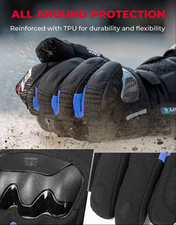 Heated Motorcycle Gloves 2025 with Protective Shields and Battery - Kemimoto