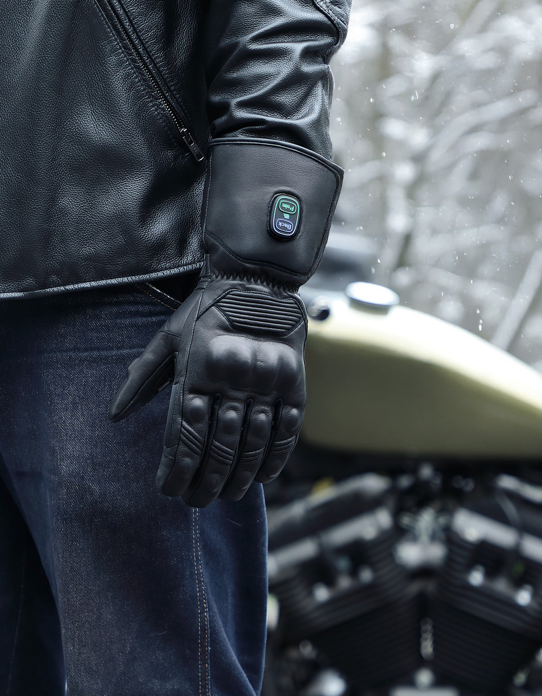 Heated Motorcycle Gloves Sheepskin 7.4V Battery Waterproof Touchscreen - Kemimoto