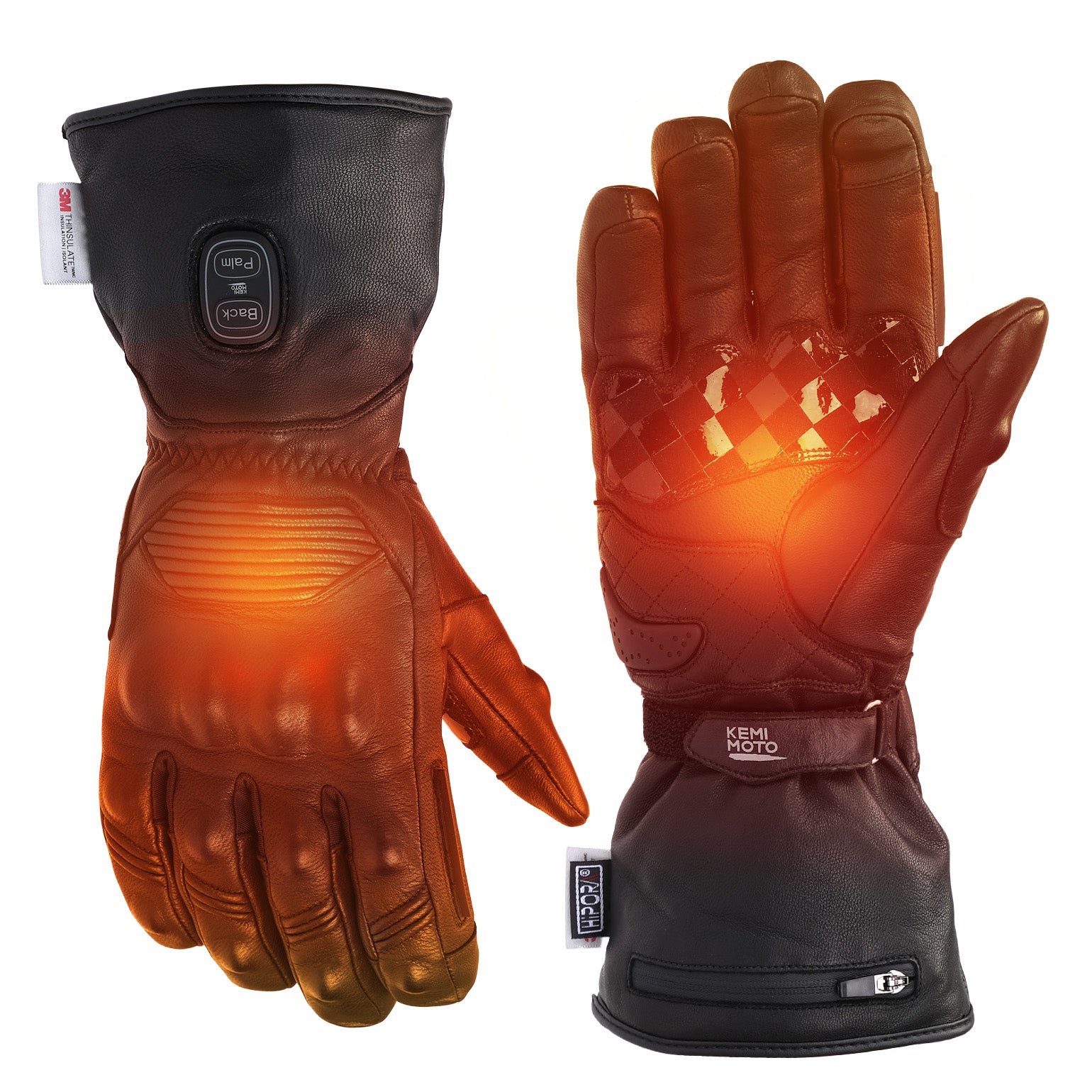 Heated Motorcycle Gloves Sheepskin 7.4V Battery Waterproof Touchscreen - Kemimoto