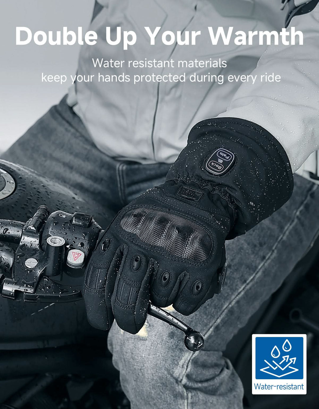 Dual-Zone Heated Motorcycle Gloves 3000mAh Rechargeable Battery