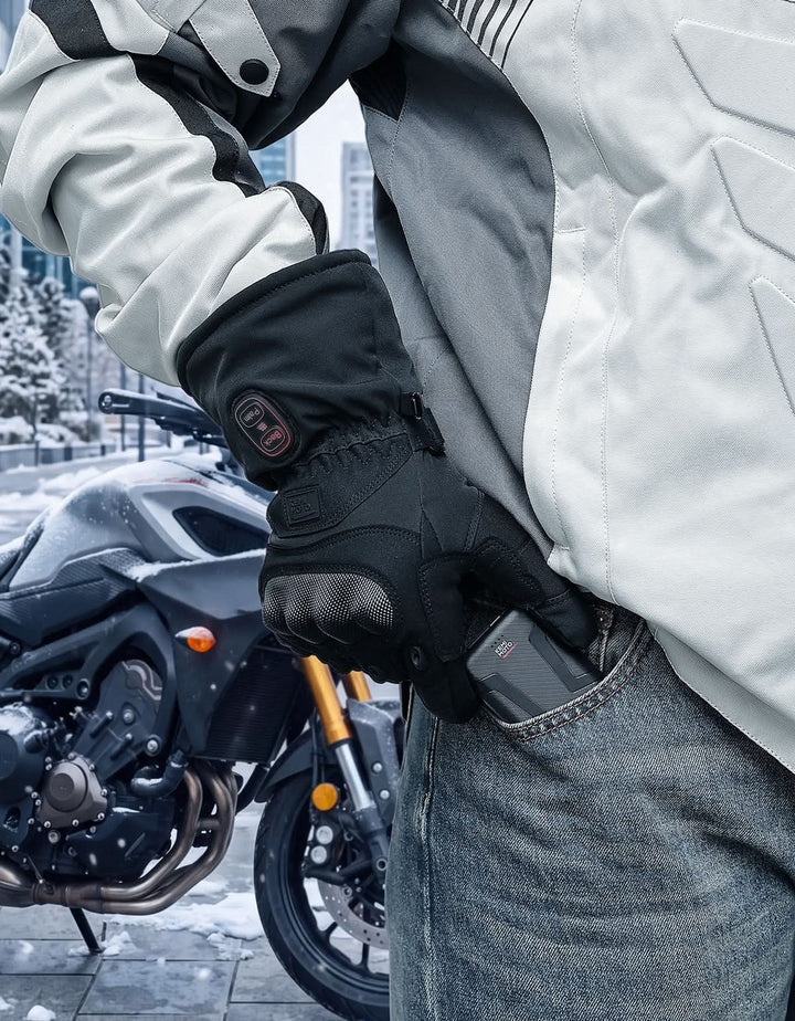 Dual-Zone Heated Motorcycle Gloves 3000mAh Rechargeable Battery