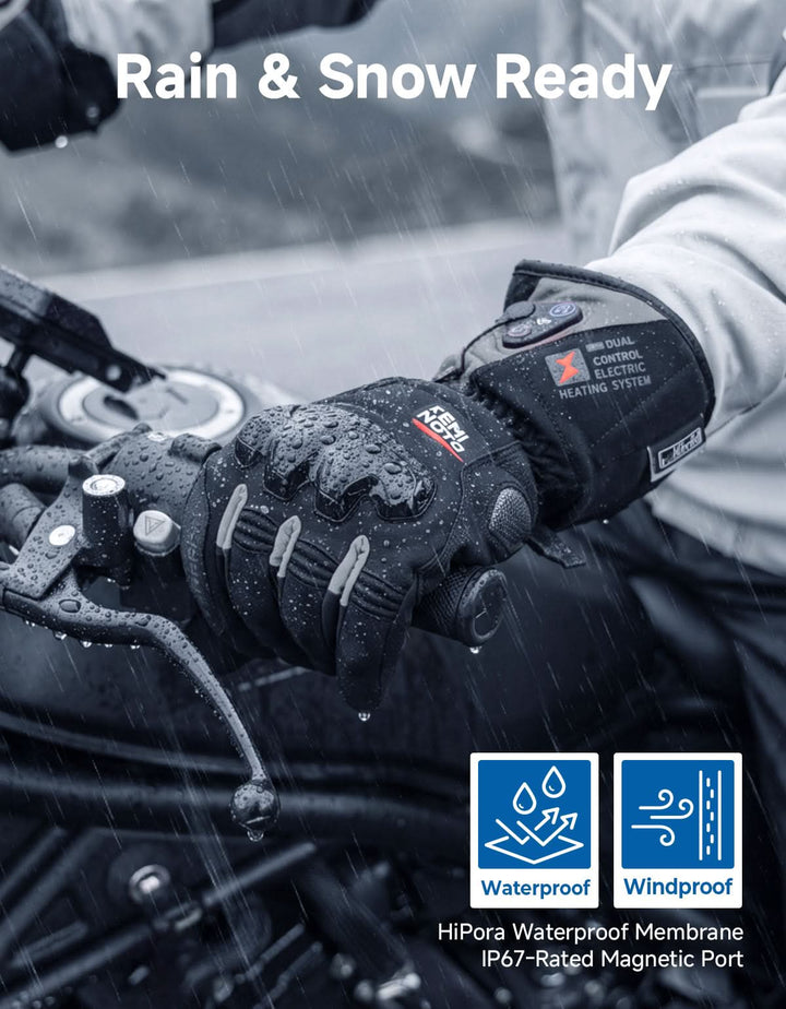 Heated Riding Gloves Dual-Zone Temperature Control with Reinforced Knuckle Protection