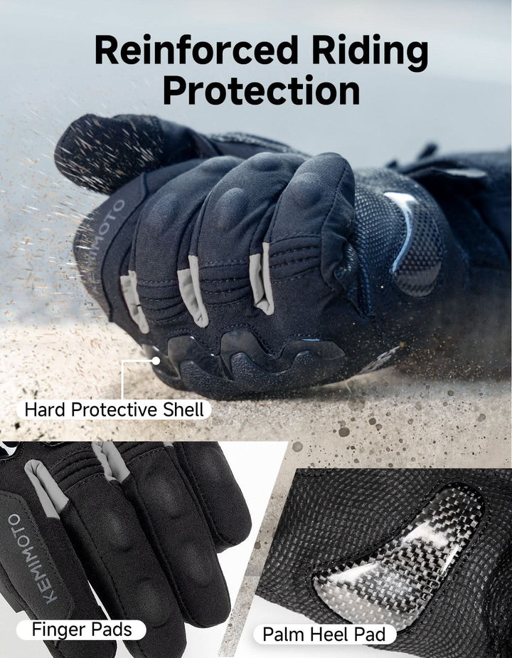 Heated Riding Gloves Dual-Zone Temperature Control with Reinforced Knuckle Protection