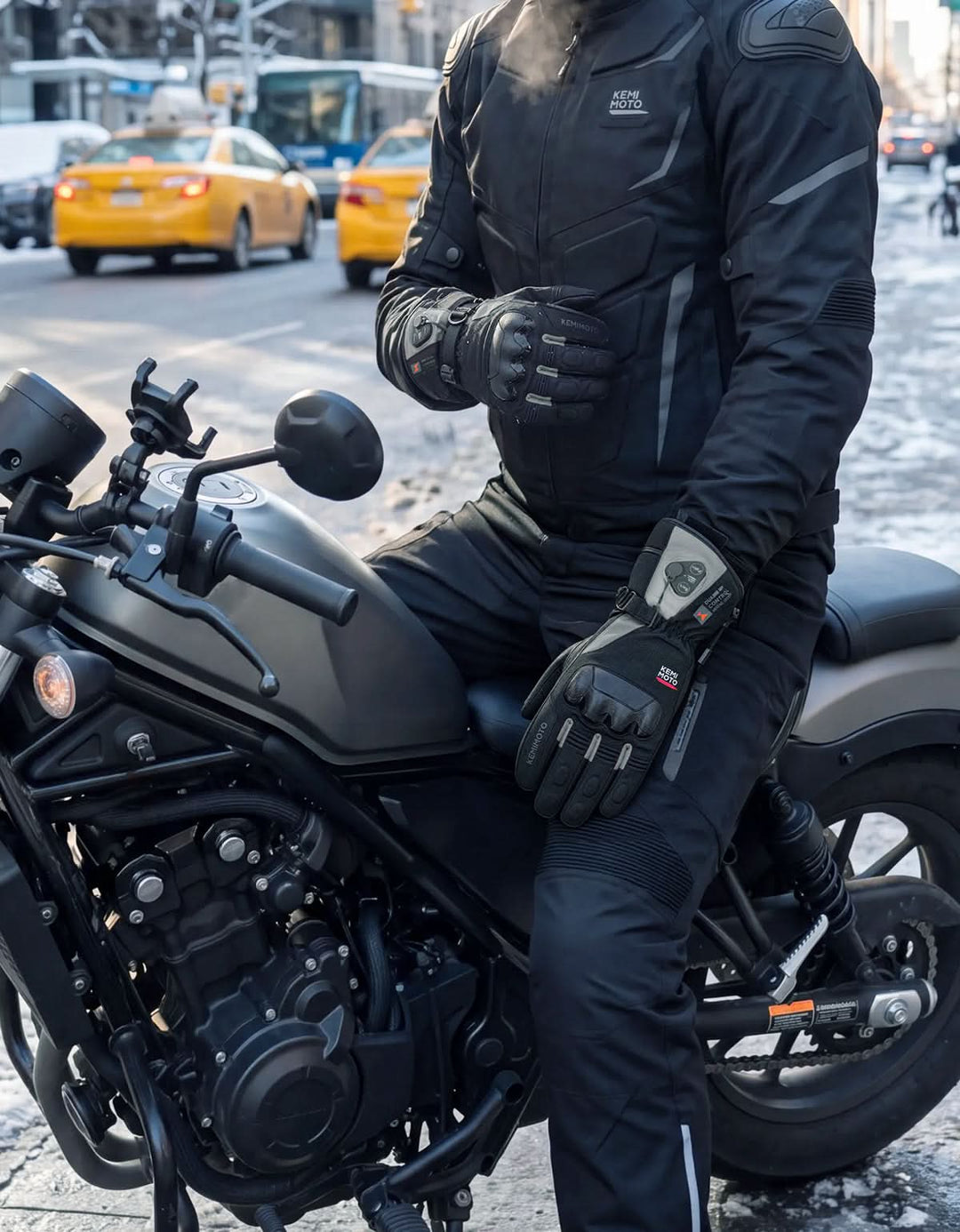Heated Riding Gloves Dual-Zone Temperature Control with Reinforced Knuckle Protection