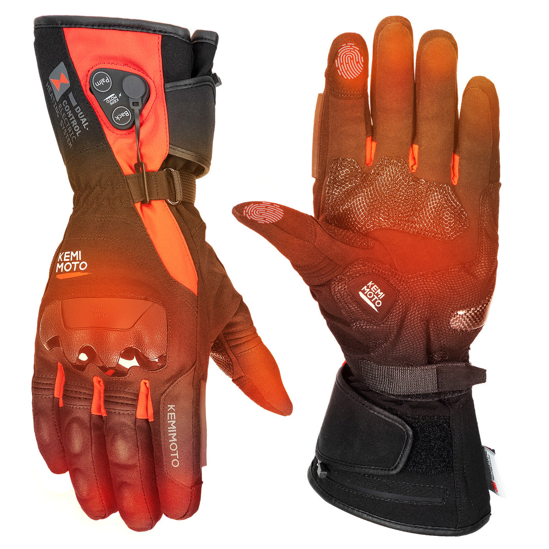 Heated Riding Gloves Dual-Zone Temperature Control with Reinforced Knuckle Protection