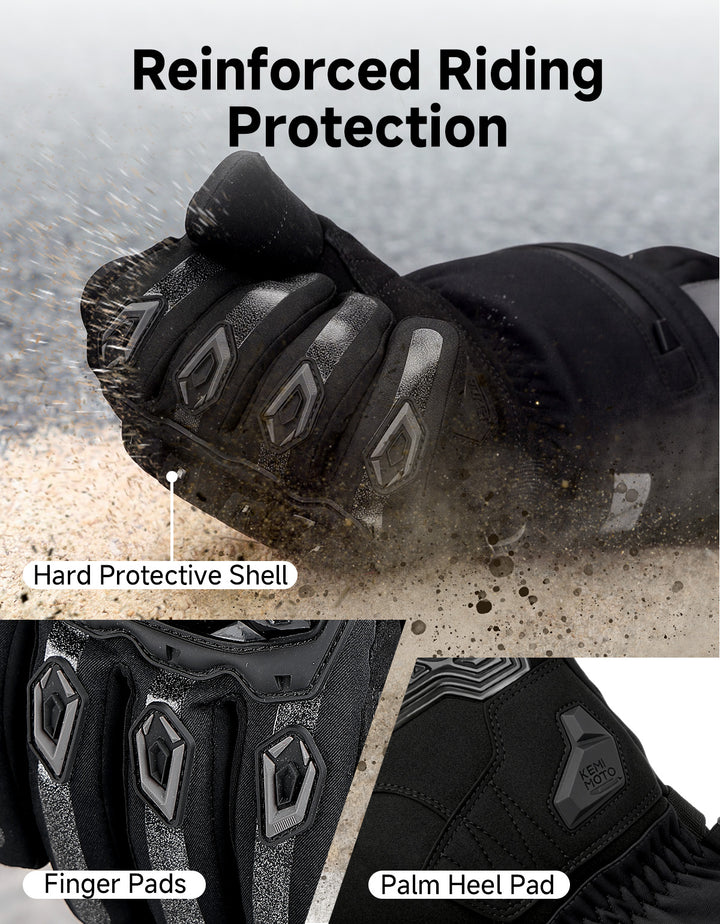 Heated Winter Motorcycle Riding Gloves  Gear with Magnetic Quick-Release Power Cable