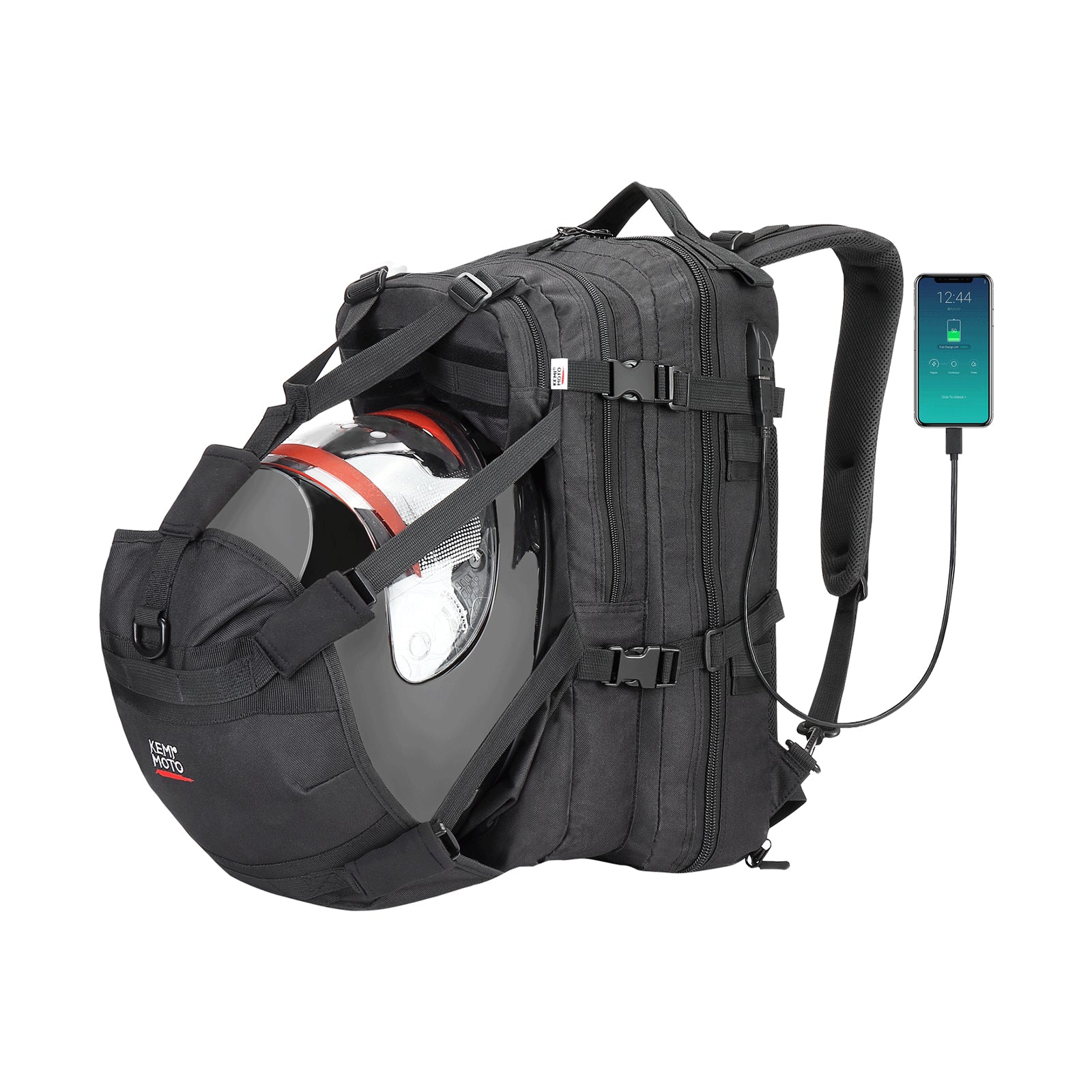 37L Motorcycle Helmet Backpack with USB-charge Port - Kemimoto