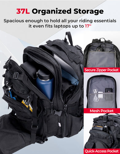 37L Motorcycle Helmet Backpack with USB-charge Port - Kemimoto