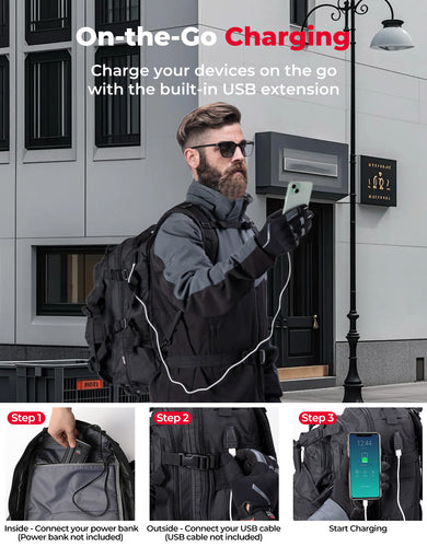 37L Motorcycle Helmet Backpack with USB-charge Port - Kemimoto