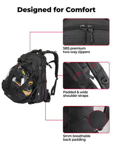 37L Motorcycle Helmet Backpack with USB-charge Port - Kemimoto