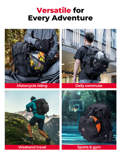 37L Motorcycle Helmet Backpack with USB-charge Port - Kemimoto