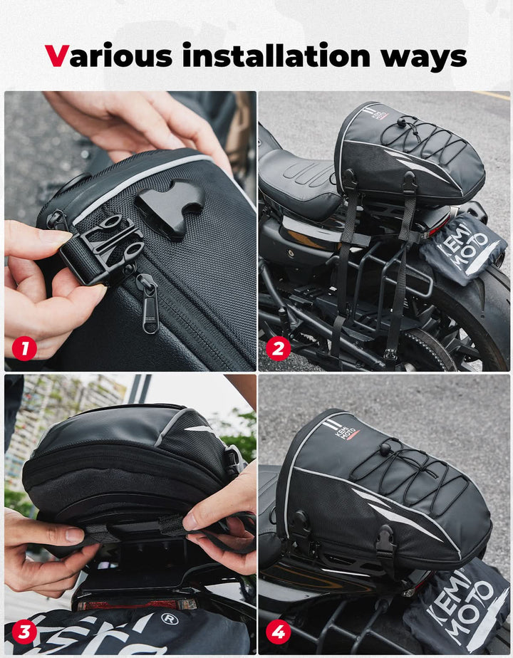 10L Motorcycle Tail Bag Silver - Kemimoto