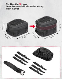 Motorcycle Tail Bag, 7-14L Expandable Motorbike Helmet Bag - Kemimoto