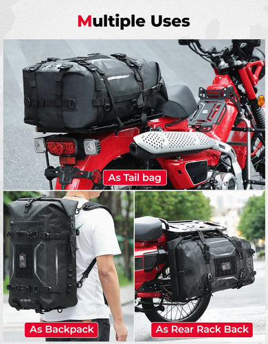 Motorcycle Tail Bag 35L Totally Waterproof Backpack - Kemimoto