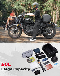 Motorcycle Tail Bag, 50L Expandable Helmet Bag Luggage Backpack - Kemimoto
