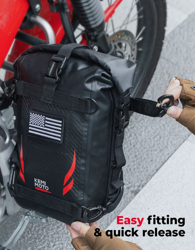 Universal Waterproof Motorcycle Tail Bag, 6.5L Red - Kemimoto