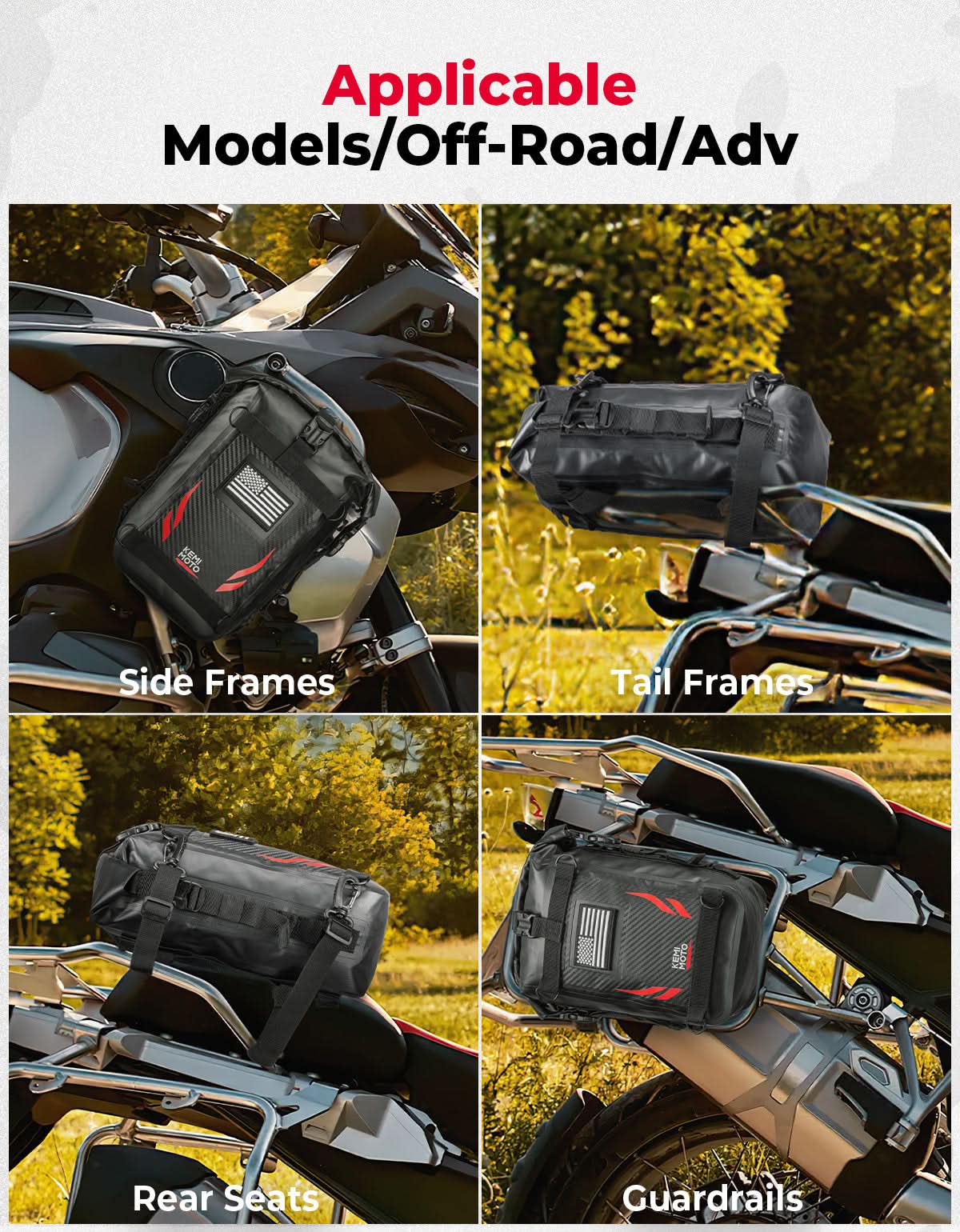 Universal Waterproof Motorcycle Tail Bag, 6.5L Red - Kemimoto