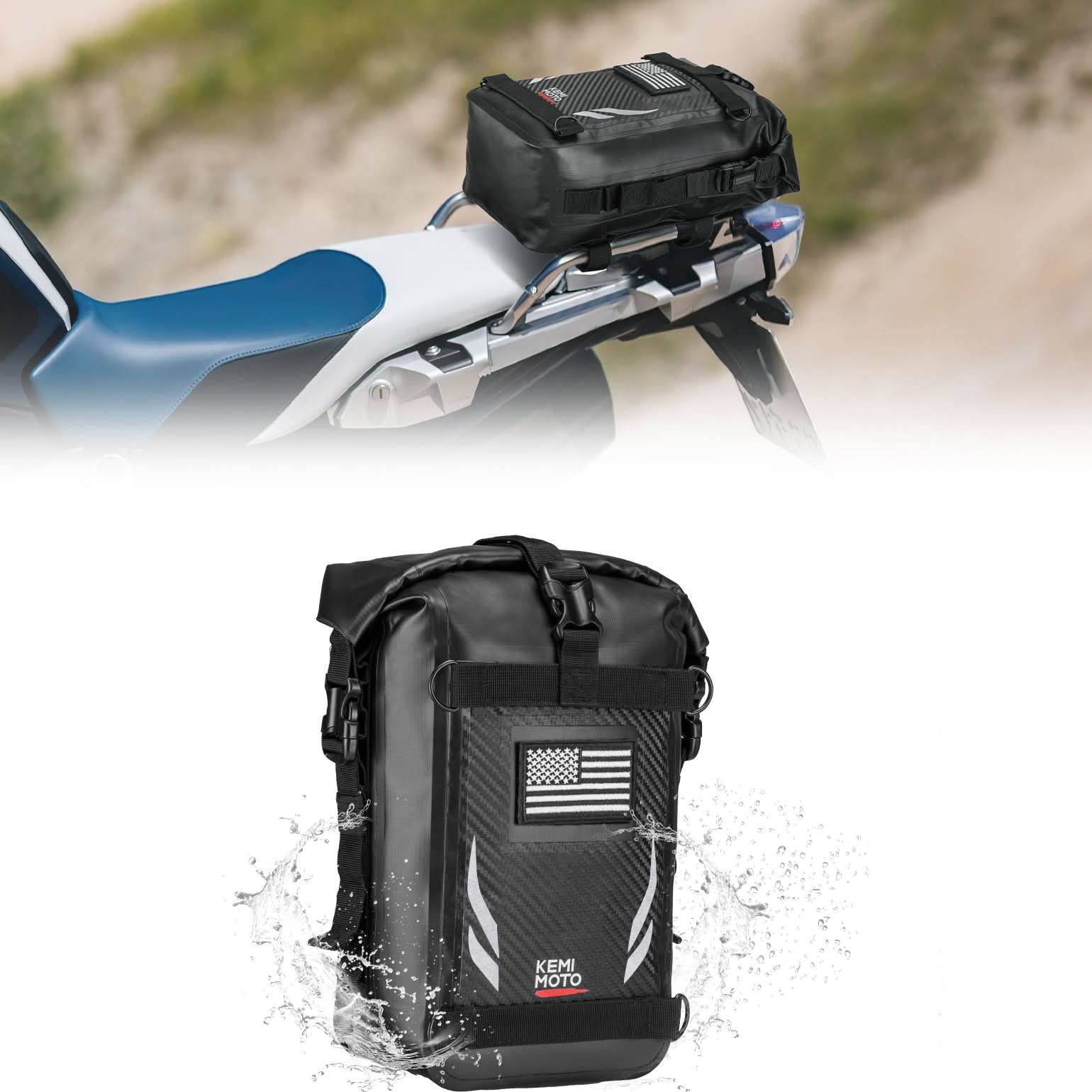 Universal Waterproof Motorcycle Tail Bag for Dirt Bike Adventure 6.5L Grey - Kemimoto