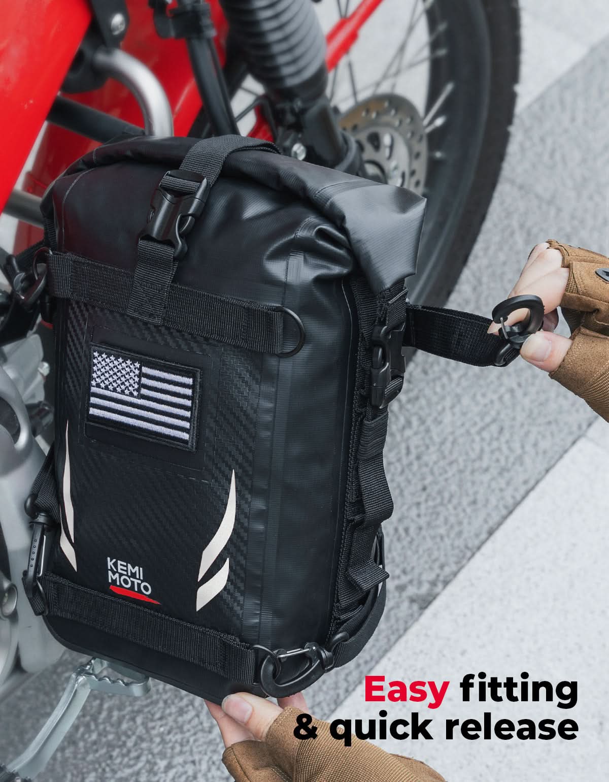 Universal Waterproof Motorcycle Tail Bag for Dirt Bike Adventure 6.5L Grey - Kemimoto