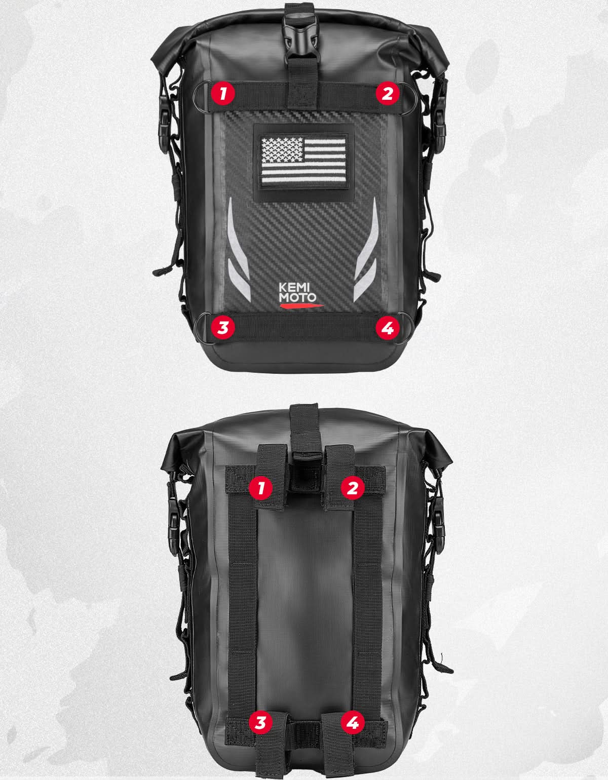 Universal Waterproof Motorcycle Tail Bag for Dirt Bike Adventure 6.5L Grey - Kemimoto