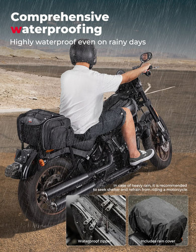 Motorcycle Travel Luggage Bags, 23L-30L Expandable Tail Bag - Kemimoto