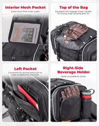 Motorcycle Travel Luggage Bags, 23L-30L Expandable Tail Bag - Kemimoto