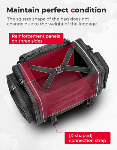 Motorcycle Travel Luggage Bags, 23L-30L Expandable Tail Bag - Kemimoto