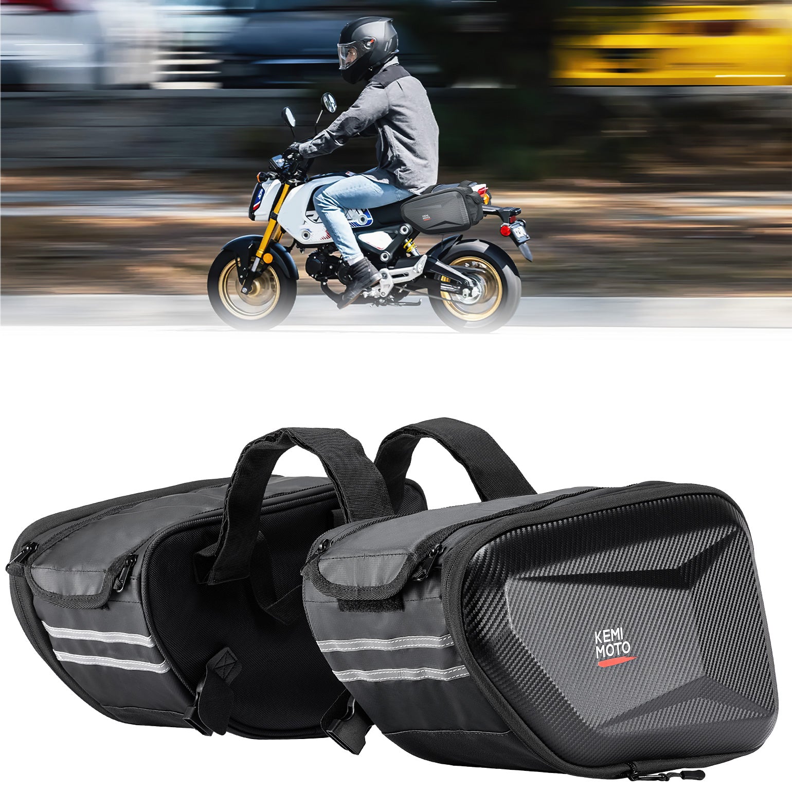 Motorcycle Hard Extendable Saddlebags for Grom Navi 2022