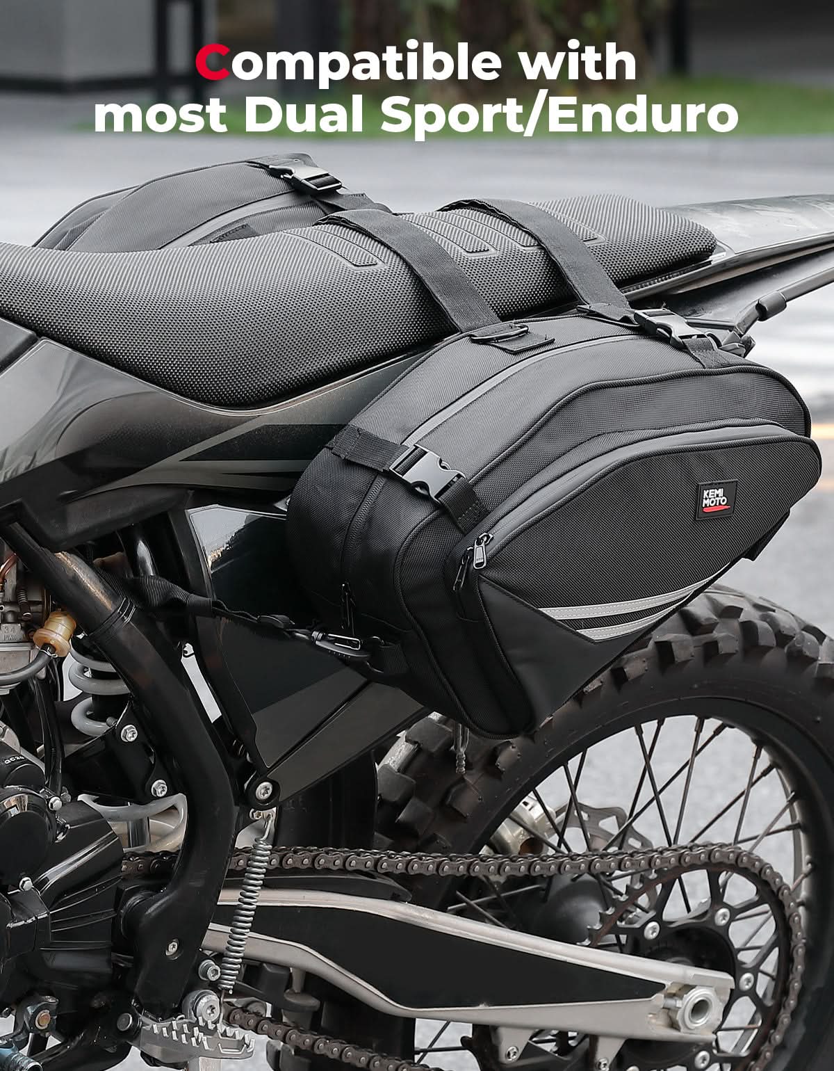 thumbnail image 2 of IK SK2S 16L Waterproof Studded Throw Over Saddlebags For Suzuki Motorcycles - Black PVC 2 of 3
