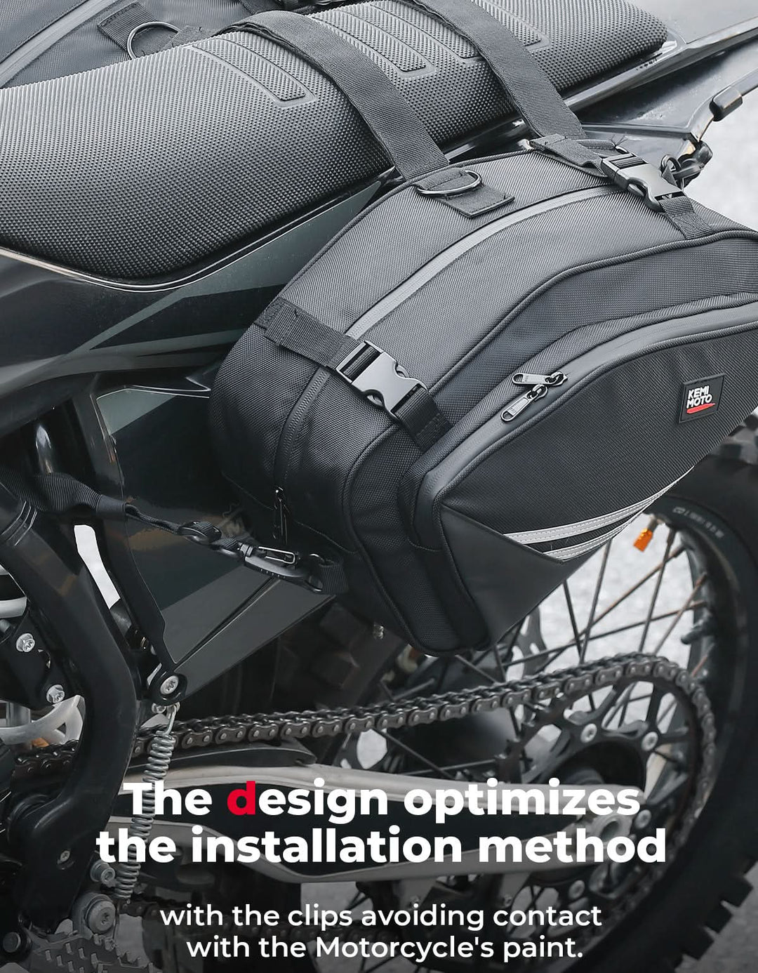 Motorcycle Saddlebags with Rain for Dirt Bike - Kemimoto