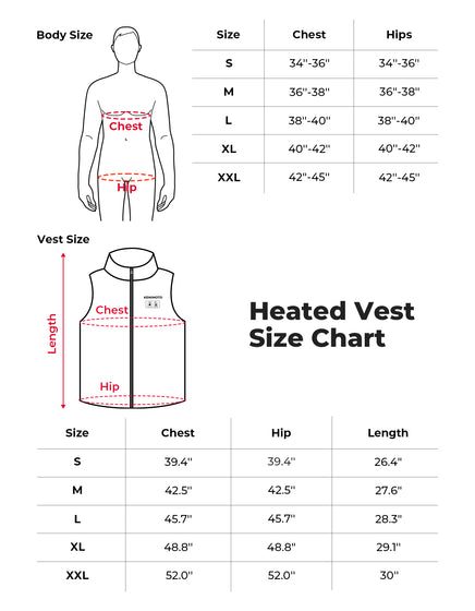 Heated Vest Size Chart