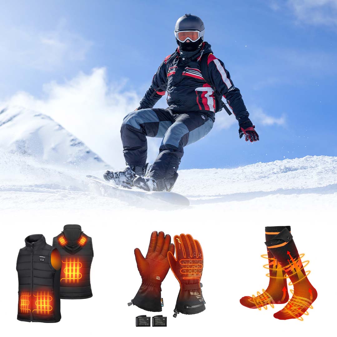 Hooded Heated Vest & 2500mAh Heated Gloves & Unisex Heated Socks - Kemimoto
