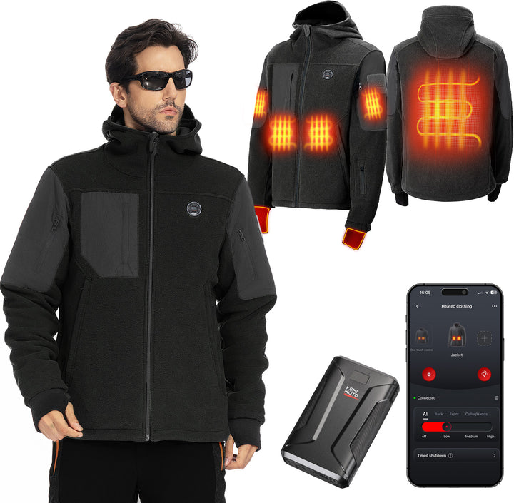Heated Jacket with 12V 20000mAh Battery Pack - Kemimoto