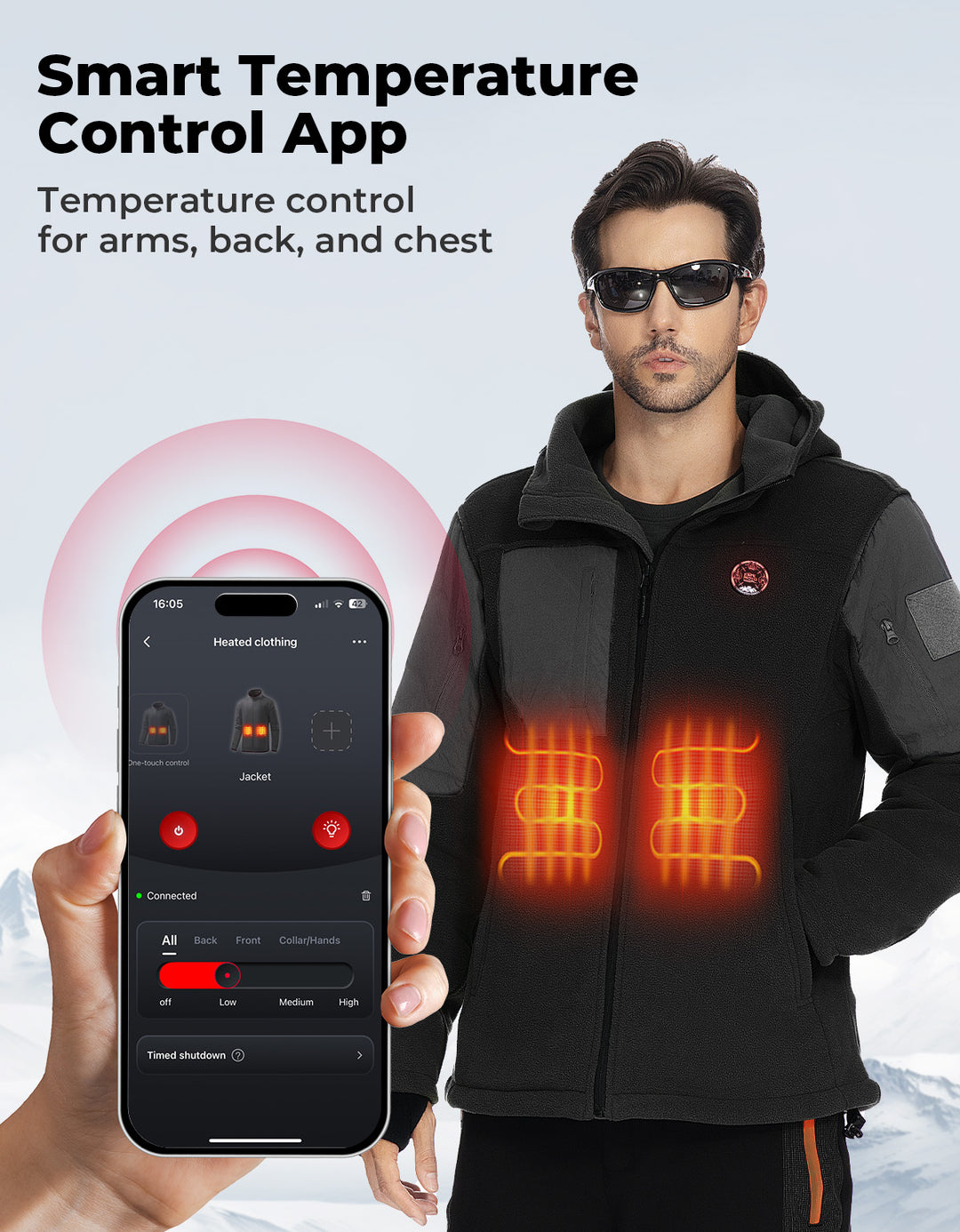 Heated Jacket with 12V 20000mAh Battery Pack - Kemimoto